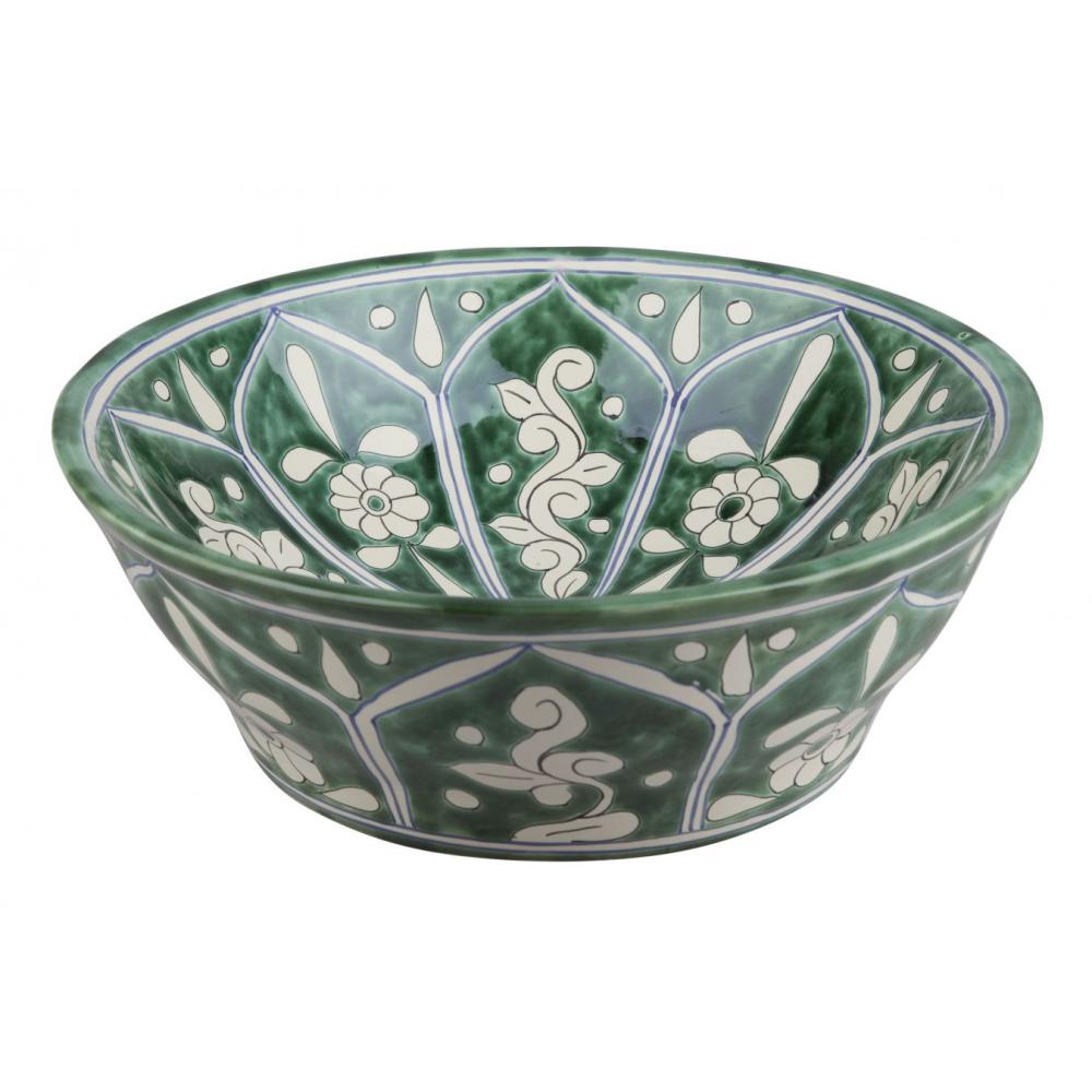 zelena vzorovana keramicka vysoka umyvadlo hlboka umyvadlo kupelna umyvadlo rucna praca taliansky toskansky dekor kuchyna renovacia kohutik koupelna mediteransky country vintage shabby chic mexicky.jpg